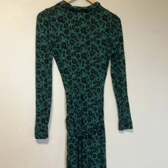 Boden green black  floral v neck long sleeve maxi dress with belt - Picture 5 of 5